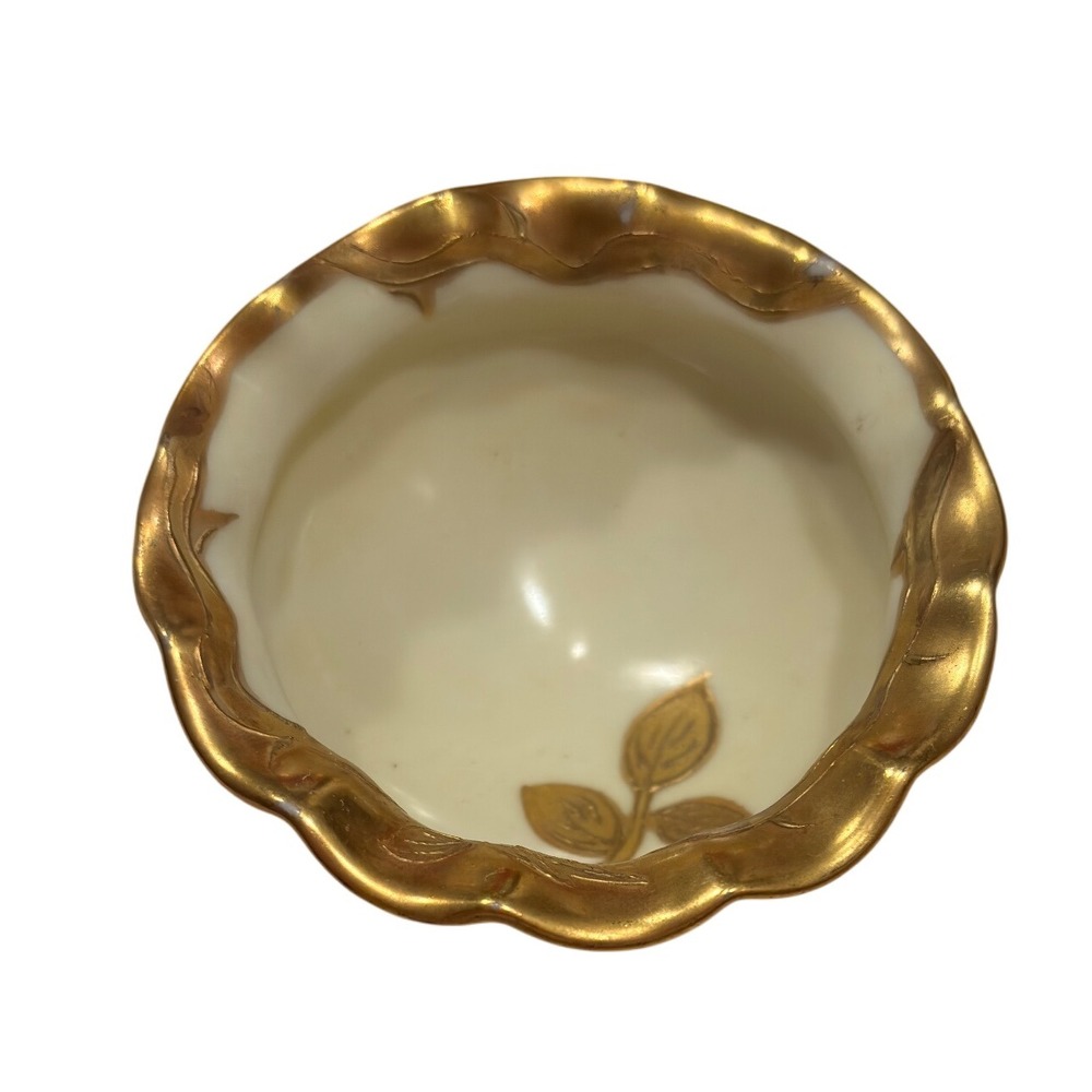 Elite Works Limoges France Gold Gilt Footed Trinket Dish Vanity Bowl Vintage - Picture 2 of 5